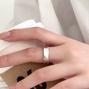 S925 Silver Irregular Opening <b>Ring</b> Geometric Minimalist Unisex Everyday Wear Jewelry - Product Image 1