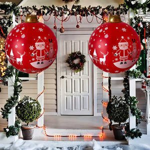 Grande boule de Noël gonflable en PVC - Décorations de Noël modernes écologiques rouge et blanc Père Noël renne pour l'extérieur/l'intérieur - Product Image 6