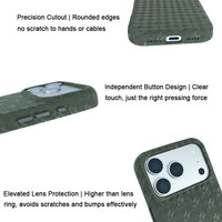 Coque de protection intégrale pour iPhone 17/16/15 Pro / Pro Max, motif gaufré vert tendance, antidérapante, protection complète de l'appareil photo, ajustement fin