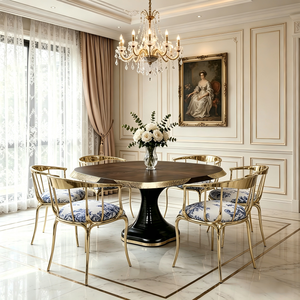Table à manger ovale de luxe italienne sur mesure <span class=keywords><strong>en</strong></span> bois massif, 8-10 places, grande table de salle à manger pour villa et projet de mobilier de manoir - Product Image 4