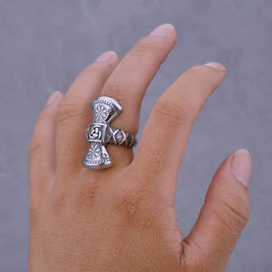 Punk nórdico vikingo <span class=keywords><strong>Runa</strong></span> nieve <span class=keywords><strong>runa</strong></span> impermeable Pvd Acero inoxidable Anti no deslustre joyería fina de moda anillos para hombres al por mayor - Product Image 3