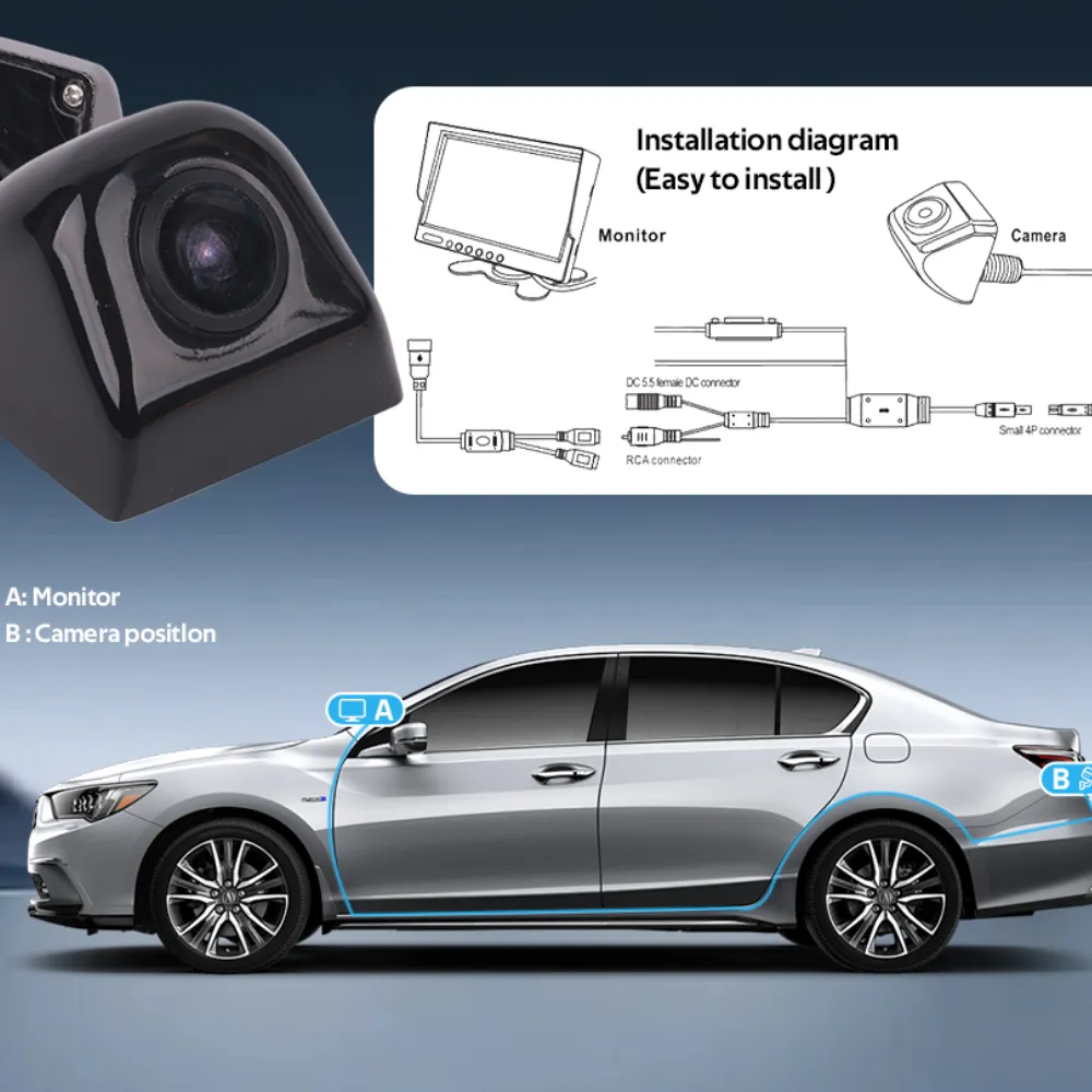 IPoster caméra de recul 170 Ddegree CCD caméra étanche Vision nocturne rotative pour voiture inversion vue arrière