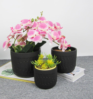 Keramik Bulat Gaya Set 3 Pot Bunga Vas Bulat Pot Tanaman Bunga Grosir Vas Ornamen