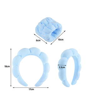 Özel Logo Spa bilek Washband yüz yıkama 6 adet Set puf sünger makyaj elastik kadınlar kızlar için saç bandı kafa bandı - Product Image 2