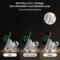 Station de charge sans fil 3-en-1 25W Robot Dog, pliable, avec lumière LED, chargeur magnétique puissant pour chevet, support de charge pour téléphone en aluminium