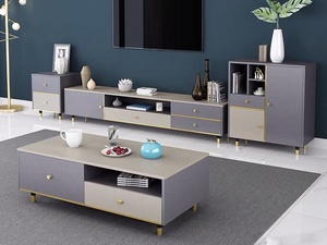 Fashion Forward Melamine Home Hotel Furniture Set <strong>Brown</strong> Wooden Coffee Table Meuble <strong>TV</strong> <strong>Unit</strong> for Living Room - Product Image 2