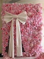 Panneau mural de fleurs artificielles en soie parfumée, fait main, simulation 3D, roses enroulées, 8ft x 8ft, décoration de mariage violette