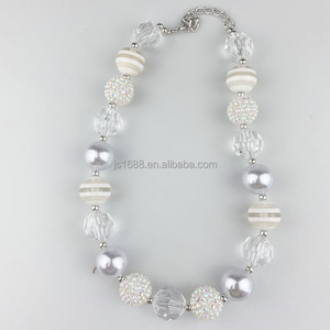 Collar de Cuentas de Estrás Gruesas con Rayas de Arcoíris de 20 mm, Personalizado, de Moda, para Niños, Collar de Perlas de Acrílico Colorido, Estilo Bubblegum - Product Image 4