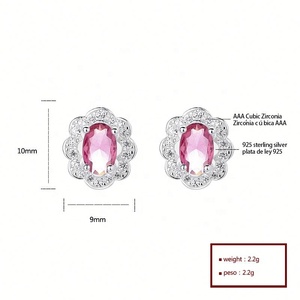 Boucles d'oreilles clous fleur chic vintage en argent 925 avec zircon coloré, bijoux de mode pour femme, idéales pour les fêtes et les cadeaux - Product Image 4