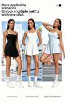 Robe de tennis midi en nylon pour femme avec short intégré et poches, respirante, séchage rapide, lavable, écologique, pour entraînements et matchs