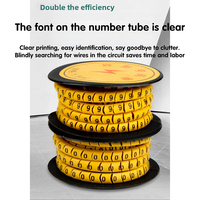 Marqueur de câble en PVC de 0 à 9, jaune, EC-0/1/2/3/J, résistant à la chaleur, enroulement en spirale, identificateur de câble flexible, accessoires de câblage