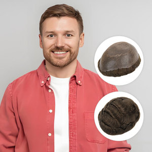 TOPUNIQUE TUM02 Right-Handed Men's Lace Front Wig 6" Fine Mono Top Poly <strong>Gauze</strong> Scalloped Hairline Indian Remy Virgin Human Deep - Product Image 1