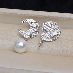 Pendientes de Plata de Ley S925 con Cuentas Barrocas Deformadas de 10-17 mm, Forma de Luna, 4436, Accesorios de Bricolaje, Diseño de Moda - Product Image 2