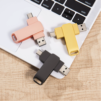 Flash Drive USB 3 in 1 Putar 360 Derajat Berbahan Logam USB2.0/3.0 Kecepatan Tinggi OTG Memory Stick Logo Custom untuk Ponsel Laptop Bisnis Pendrive