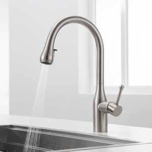 High Quality Single Hole Pull Out Kitchen Taps Brass Brushed Nickel Single Handle Pull Down Spring Kitchen Tap AT9318BN Kitchen - Product Image 1
