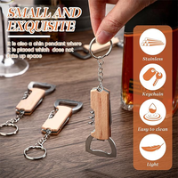 Porte-clés en bois avec logo, tire-bouchon en acier inoxydable, décapsuleur de serveur, cadeaux de Noël, pour bar, fête, mariage, maison