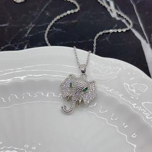 High quality Wholesale <b>Necklace</b> Zircon Pendant <b>Necklace</b> <b>Elephant</b> Titanium Steel Chain Jewelry - Product Image 3