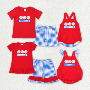Ropa Infantil al por Mayor de Fábrica, Conjuntos de Ropa para Hermanos, Ropa de Boutique para Niñas con Estampado de Lazos de Béisbol - Product Image 5