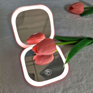 1x 2x Magnifying Wholesale Lighted Travel Portable Small Makeup Mini Compact <b>Mirror</b> With Light Led Pocket <b>Mirror</b> - Product Image 1