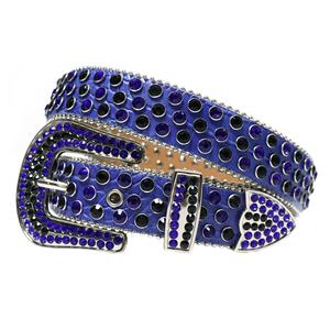 Ceintures western punk avec strass et logo personnalisé pour femmes ceinture bling bling en cuir de crocodile clouté de diamants noirs et de cristaux pour robe - Product Image 5