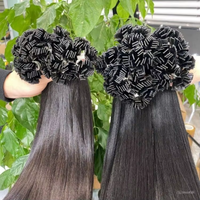 Extensions de cheveux humains vierges de temple indien brut 100% cuticules alignées 22 "24" Extension de cheveux à pointe plate U I F V Tip Hair Vendor