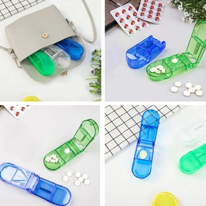 Rectangular Transparent Medicine Cutter <b>Small</b> Pill Tablet Cutter With <b>Storage</b> Compartment <b>Box</b> Medicine Organizer - Product Image 5