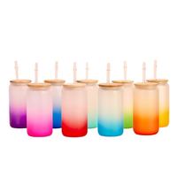 Bouteilles en verre pour sublimation, verres à bière, bouteilles de lait avec paille, verre dépoli transparent, vente en gros d'usine, tasses personnalisées 16oz