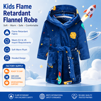 Peignoir en flanelle à capuche pour enfants, motif dessin animé, doux et moelleux, à manches longues, chaud, pour l'automne, vente en gros