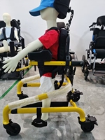 GT01 Déambulateur Ajustable pour Enfants Atteints de Paralysie Cérébrale avec Appui-tête et Siège pour Enfants Handicapés à Besoins Spéciaux de 1 à 1,75 m de Taille