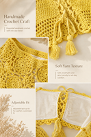 Ensemble de maillots de bain en crochet bohème avec sac de plage pour femmes, 2 pièces, pour les vacances d'été à la plage