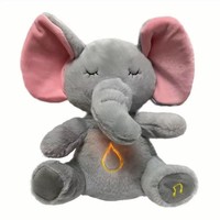 Doudou Éléphant Musical Respirant en Peluche pour Enfants de 14 Ans et Plus – Aide au Sommeil Apaisante et Compagnon de Nuit