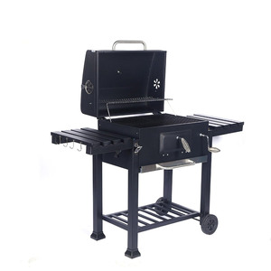 Backyard Outdoor Kitchen Barbecue Smoker Large <b>Trolley</b> Garden Party Black Flambe <b>Trolley</b> Bbq Charcoal Grill Carbon Steel - Product Image 1