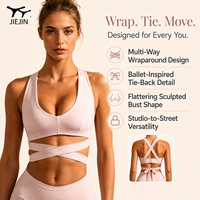 Soutien-gorge de sport athlétique JIEJIN personnalisable, style ballet, confortable, à compression, dos croisé, pour jeunes femmes