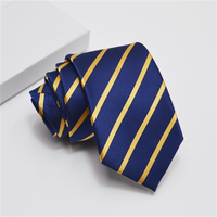 Cravate Formelle Bleu Marine en Polyester de Gros, Cravate d'Affaires Faite à la Main Haut de Gamme, Cravate Rayée 100% Polyester pour Hommes