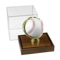 Autographe unique support de baseball objets de collection support de balle étui Cube boîte de présentation de baseball en bois avec couvercle en acrylique