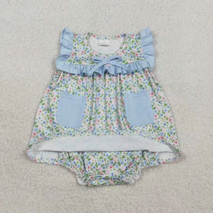 Conjunto de Ropa Casual para Bebés Recién Nacidos, Conjunto de 2 Piezas con Pantalones Cortos Azules y Romper de Burbujas para Niños - Product Image 4