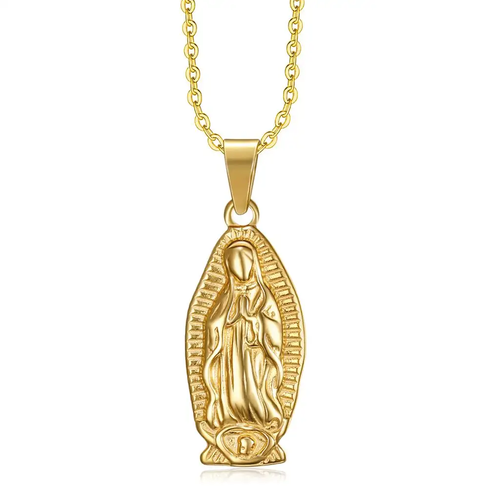 Olivia stainless steel 18k gold maria miraculous medal pendant virgin mary pendant necklace women fashion catholic jewelry