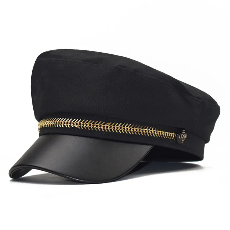 Wholesale The Latest Design Pure Black Shade Sweet Cool Lady Octagon Autumn-Winter French Retro English Style Berets