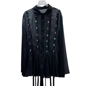 Nueva <span class=keywords><strong>Blusa</strong></span> Elegante de Primavera 2026 para Mujer, <span class=keywords><strong>con</strong></span> Encaje, Manga Larga, Corte Holgado, Cintura <span class=keywords><strong>con</strong></span> Borlas, Estilo Versátil - Product Image 5