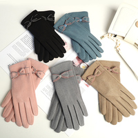 Gants thermiques élégants de couleur unie pour femmes, doigts tactiles flexibles, accessoire de mode multifonctionnel et durable pour l'extérieur en hiver