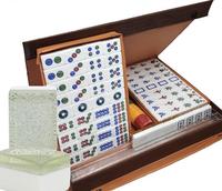 Jeu de Mahjong en Acrylique de Taille Moyenne 31mm Multicolore Style Taïwanais avec Tuiles Joker en Forme de U Règle de 152 Tuiles Emballage Boîte en Cuir