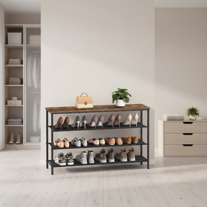 Étagère à chaussures étroite à 5 niveaux, 4 étagères en tissu polyester, structure en acier, rangement multifonctionnel pour chaussures et sacs, style industriel - Product Image 3