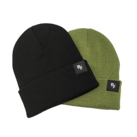 Chapeau d'hiver en tricot 100% acrylique avec patch en cuir, bonnet chaud à revers pour hommes et femmes, bonnets avec logo personnalisé