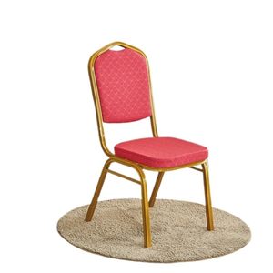 Chaise de salle de réception commerciale moderne en métal pour événements, mariages, restaurants - Empilable, dossier rouge rembourré, personnalisable - Product Image 2