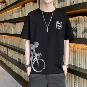 제조 업체의 남자의 여름 시원한 아이스 실크 인쇄 빠른 건조 180 그램 느슨한 레저 스포츠 탑 반팔 티셔츠 - Product Image 2