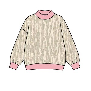 Pull décontracté pour enfants à manches longues, motif camouflage, avec bordure contrastante au col et à l'ourlet, vente en gros - Product Image 5