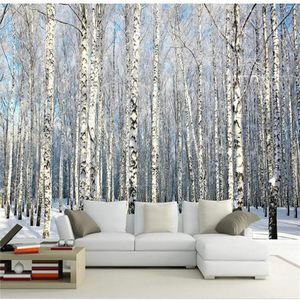 <span class=keywords><strong>Papier</strong></span> peint mural 3D effet brouillard forêt de bouleaux, autocollant, grand format, paysage naturel, pour hôtels et restaurants - Product Image 4
