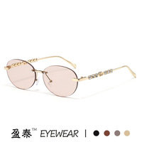 Lunettes de soleil ovales sans monture TY30 UV400, nouvelle mode 2026, tendance transfrontalière européenne et américaine, style streetwear pour femme