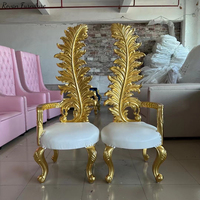 Chaise de mariage de luxe en or chaise de trône de roi reine à dossier haut chaise de mariée et de marié