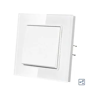 EU Standard 1 Gang 2 Way Mechanical Switch AC220 ~ 250V,Tempered Glass Panel 16A Wall Switch